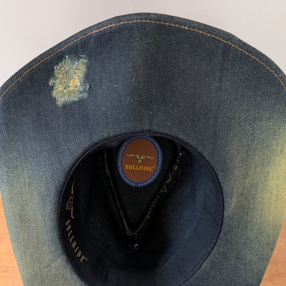 Bullhide Nonstop Cowboy Hat Denim Distressed Western Small - Picture 5 of 9
